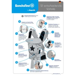 Hoppediz Draagzak Bondolino Plus Popeline Marine Grijs -Kinderwagen Winkel hoppediz draagzak bondolino plus popeline marine grijs a286902 2